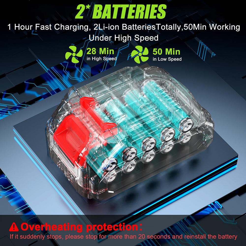 Battery pack with clear casing showing internal components on a dark background