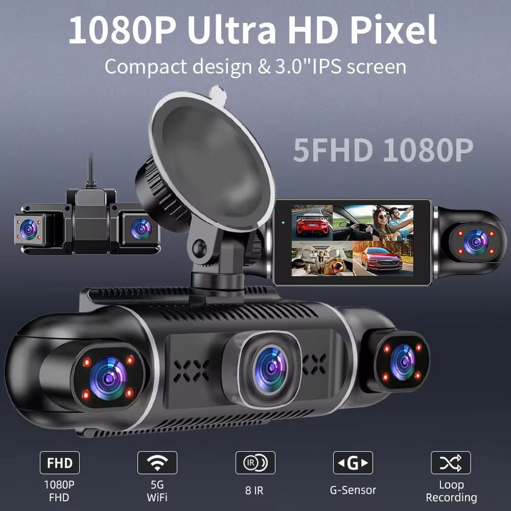 5 Channel 360° Dash Cam with 1080P HD & Night Vision