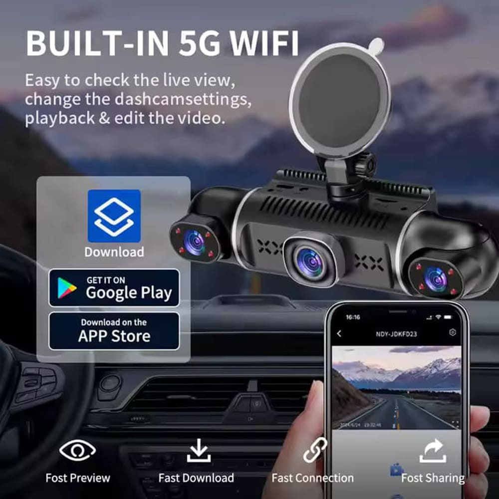 5 Channel 360° Dash Cam with 1080P HD & Night Vision