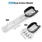 SK5 dual action blades with measurements on a white background