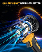 High-efficiency brushless motor with blue light effects on a dark background