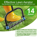 Lawn Aerator Tool with 15 Iron Spikes for Lawn