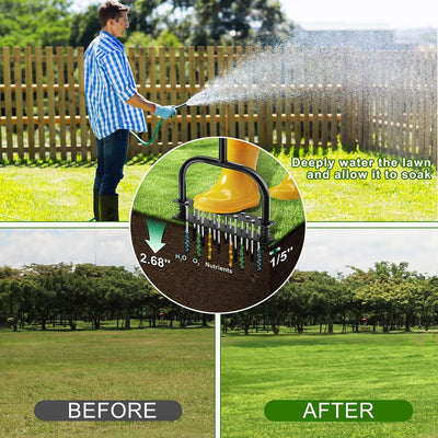 Lawn Aerator Tool with 15 Iron Spikes for Lawn