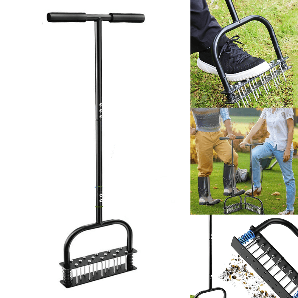 Lawn Aerator Tool with 15 Iron Spikes for Lawn
