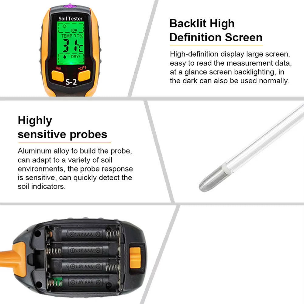 6 in 1 Digital Soil Tester with Battery for Garden