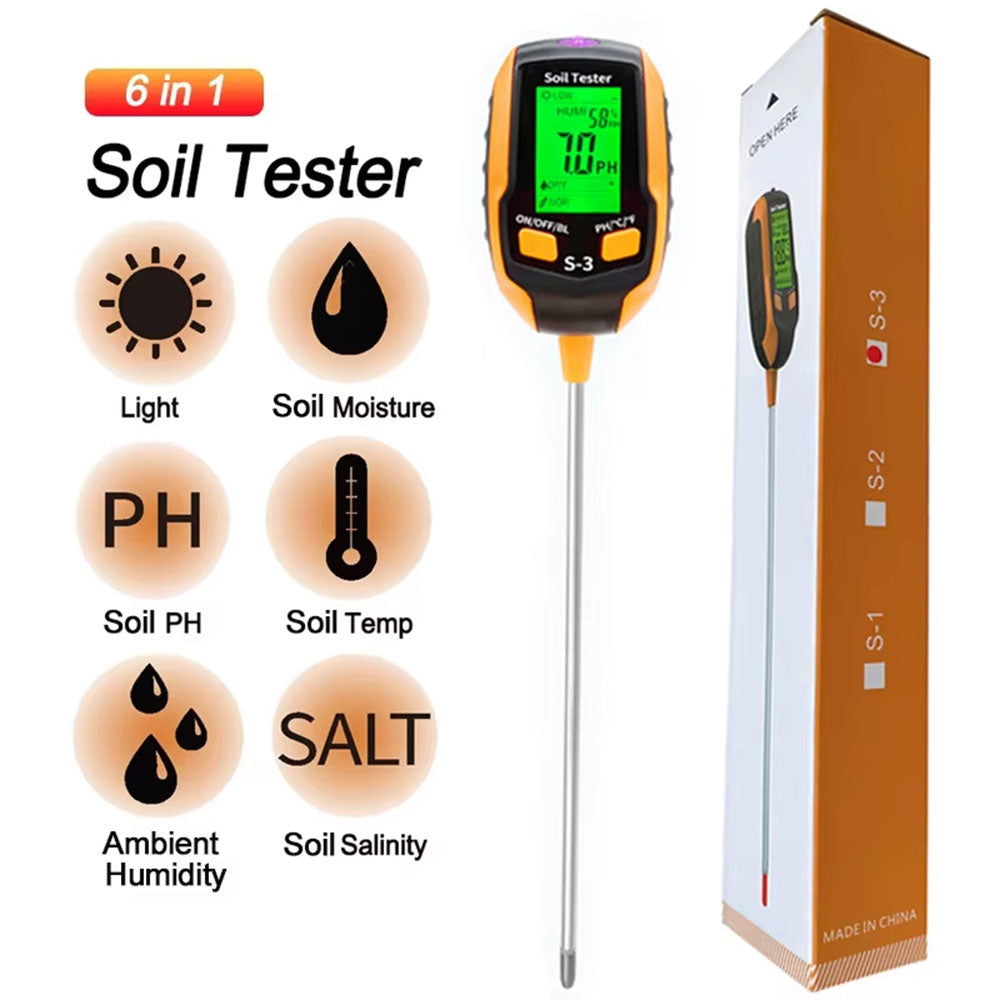 6 in 1 Digital Soil Tester with Battery for Garden