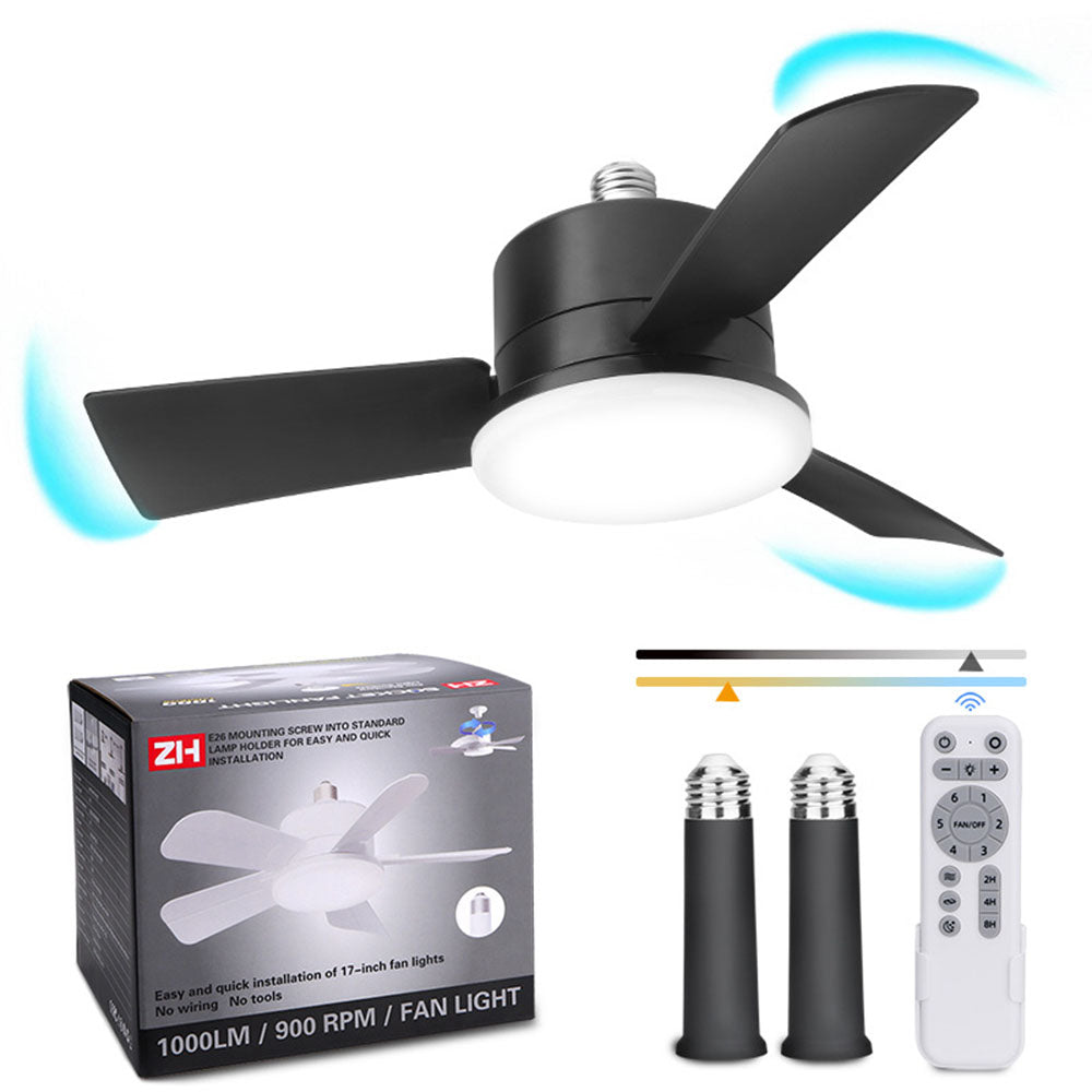 Socket Light Fan with Remote for Indoor