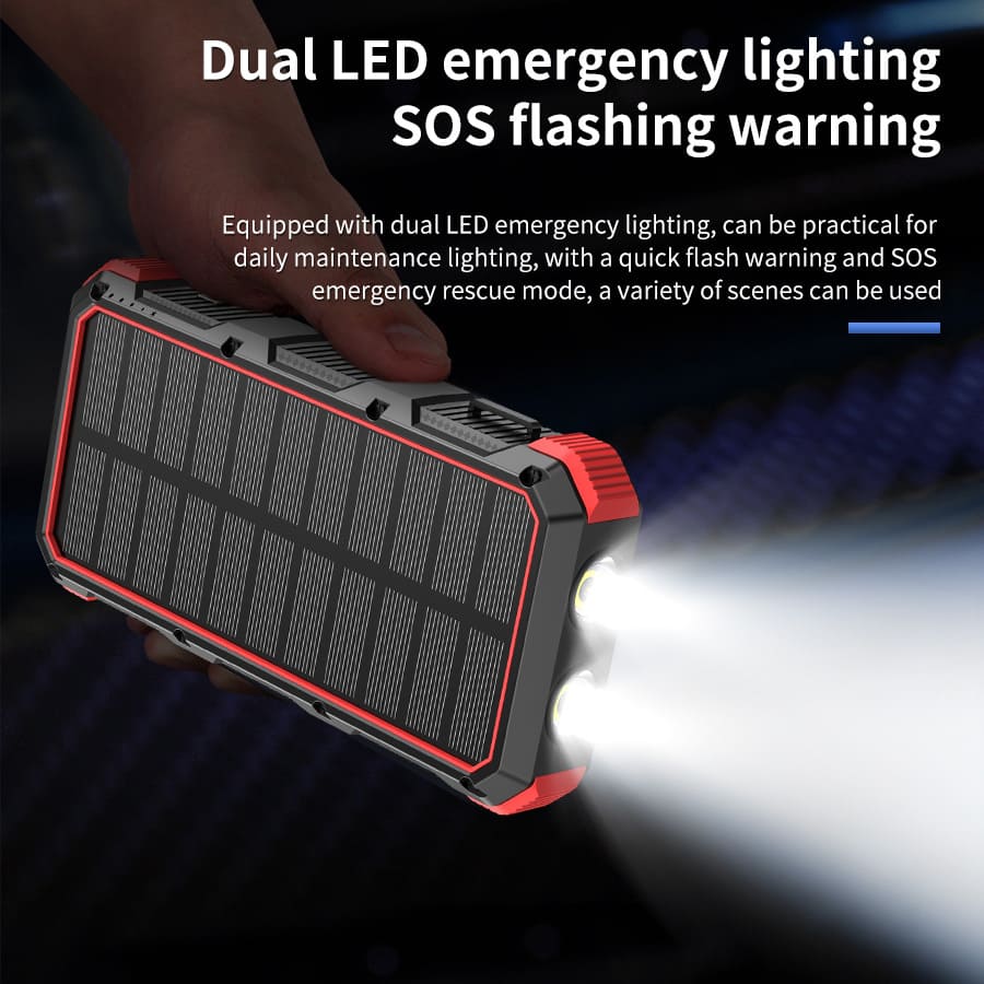 36800mAh Solar Power Bank with 4 Cables LED Light