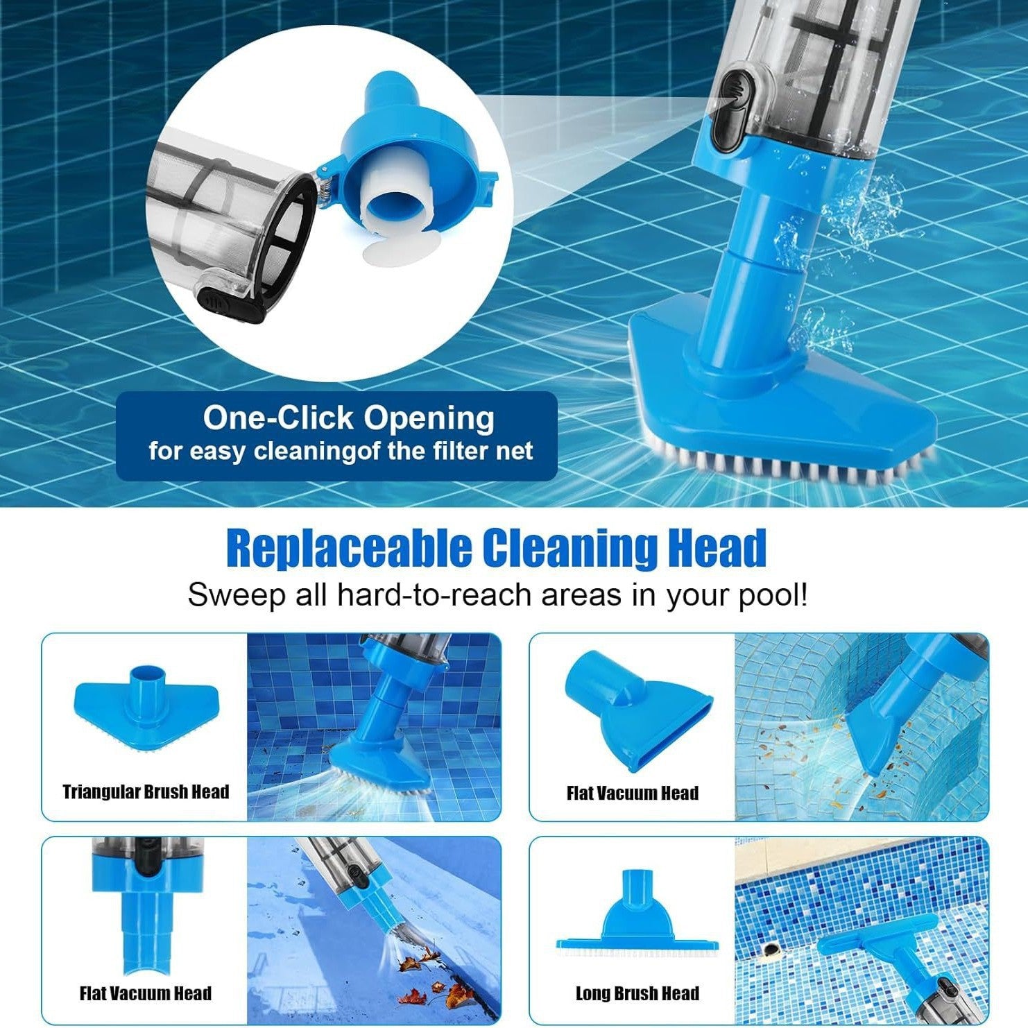 3-in-1 Cordless Pool Vacuum Cleaner