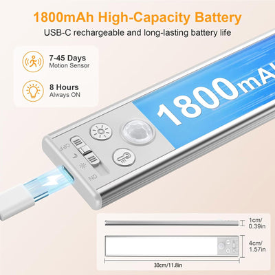 Motion Sensor Light Indoor Under Cabinet Lighting 11.8 inch