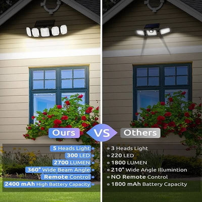 2Pack 300 LEDs Solar Security Lights Outdoor