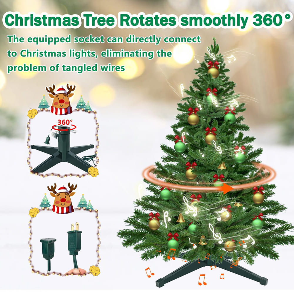 360-Degree Rotating Christmas Tree Stand w/ 3 Settings