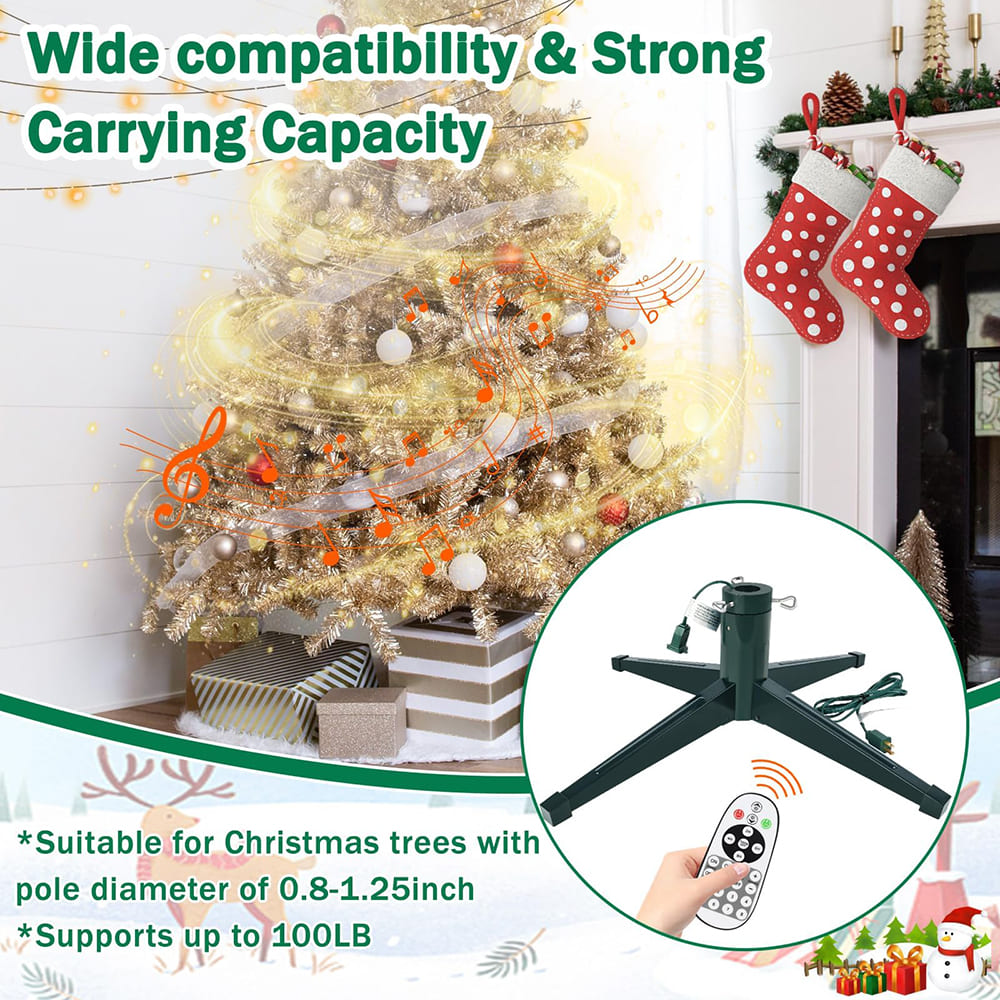 360-Degree Rotating Christmas Tree Stand w/ 3 Settings