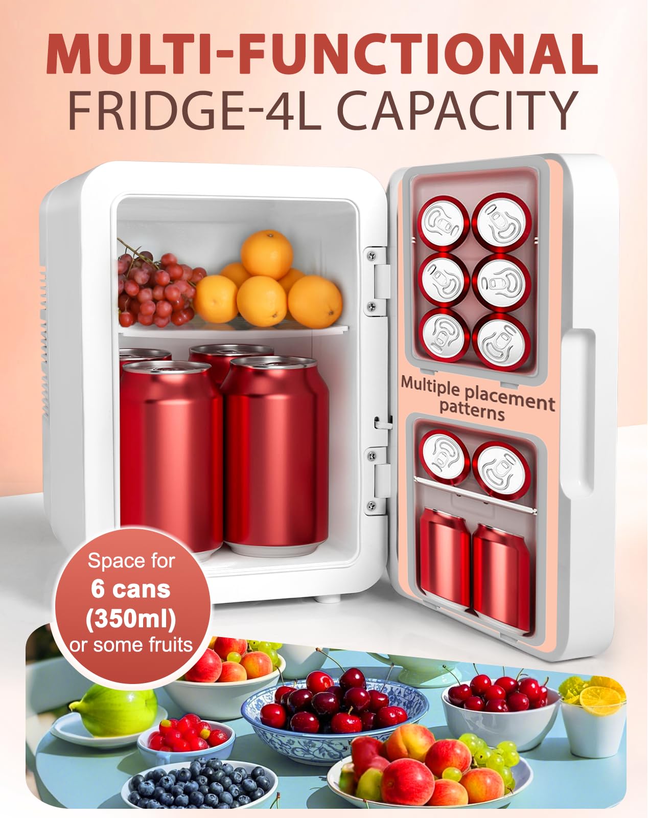 4L Mini Fridger with Built-in Light Mirror