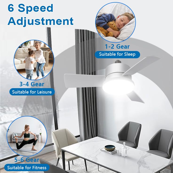 Socket Light Fan with Remote for Indoor