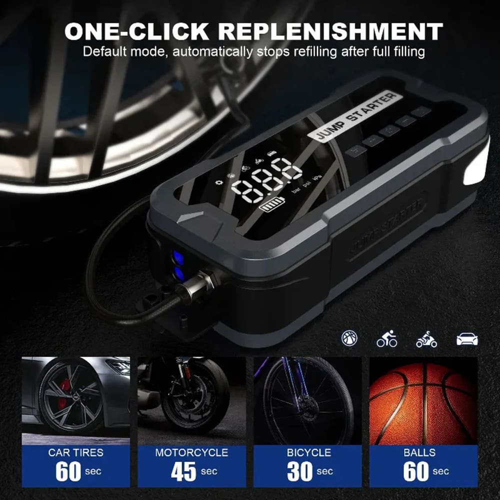 4 in 1 Portable Jump Starter with Air Pump Pro