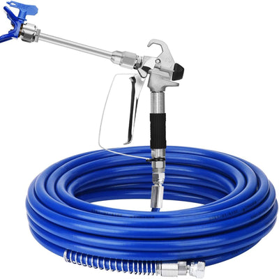 AxiaTool 1/4" x 8m airless paint sprayer hose coiled with connectors, ideal for efficient paint application.