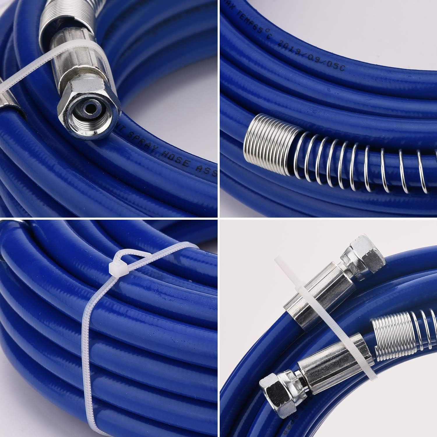 AxiaTool 1/4" x 8m airless paint sprayer hose coiled with fittings, suitable for various painting applications.