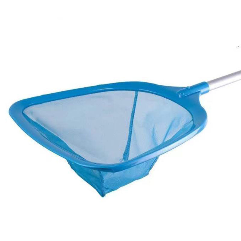 Blue pool skimmer net on a white background