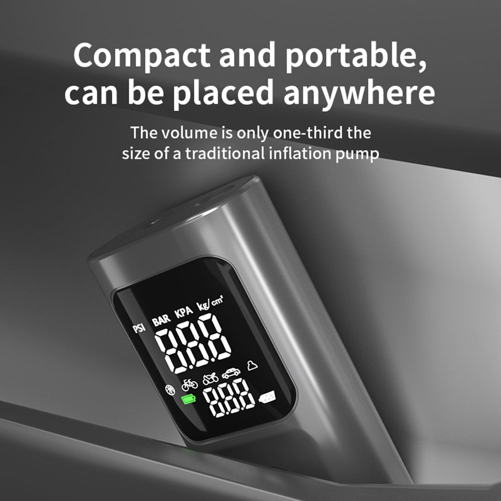 AxiaTool portable air compressor featuring a large dual digital screen for automotive tire inflation.