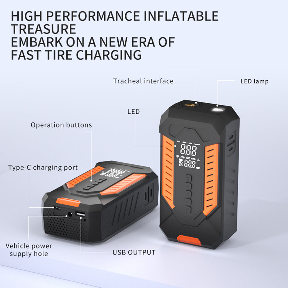 AxiaTool portable tire inflator air compressor designed for easy inflation of car tires, featuring compact design and gauge.