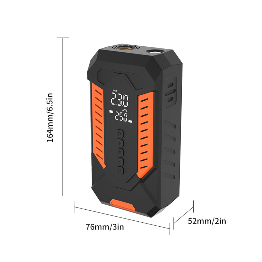AxiaTool portable tire inflator air compressor for car tires, featuring a compact design and easy-to-read pressure gauge.