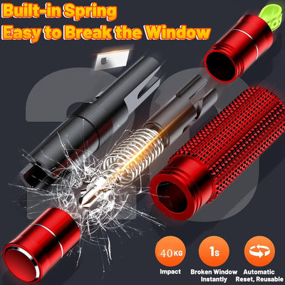 AxiaTool 2025 upgraded safety hammer emergency escape tool with a sturdy grip and sharp blade for vehicle emergencies.