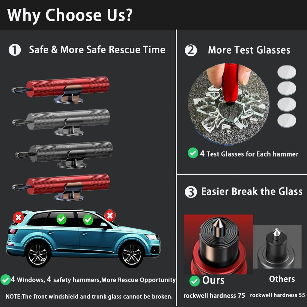 AxiaTool 2025 upgraded safety hammer emergency escape tool with a durable grip and sharp blade for quick window breaking.