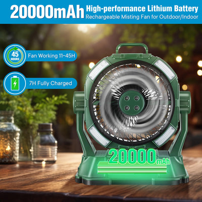 AxiaTool portable misting fan with remote control, designed for outdoor patios, featuring a sleek modern design.