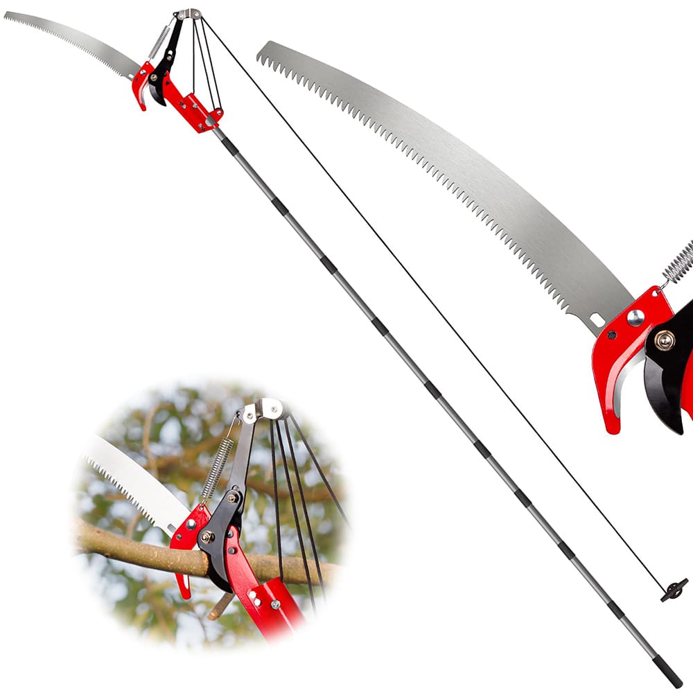 AxiaTool 2-in-1 pruner and saw with an extendable handle for easy gardening tasks and tree maintenance.
