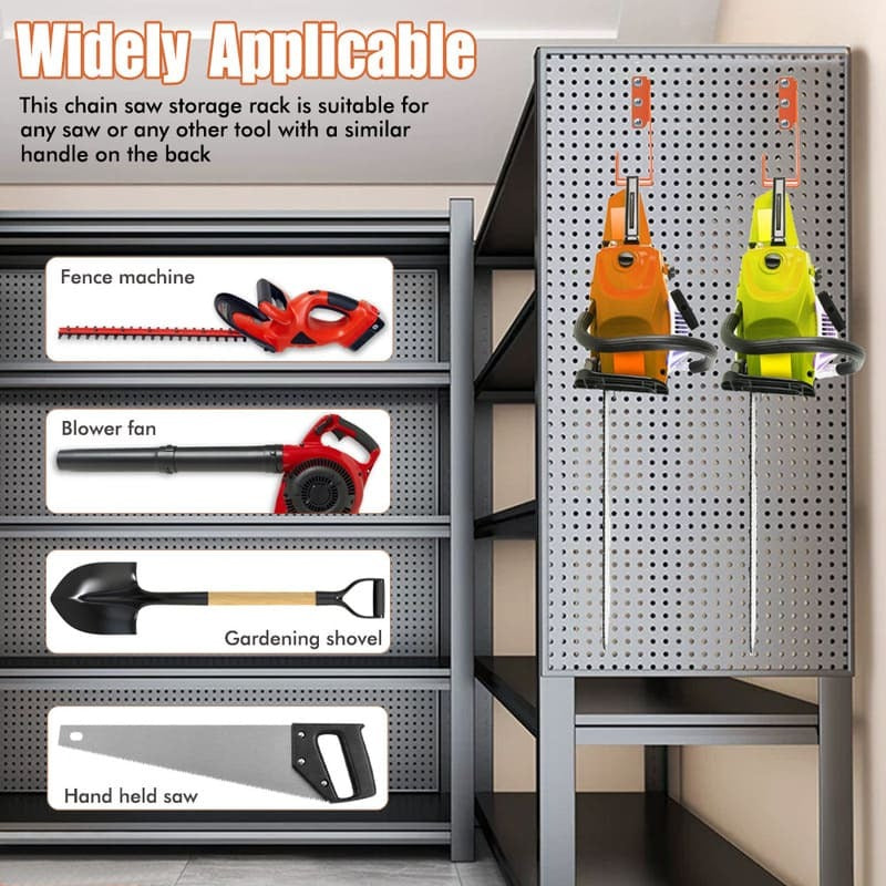 AxiaTool chainsaw stand wall mount for garden or garage, featuring durable design for organized tool storage.