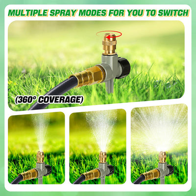 AxiaTool 360° automatic aluminum lawn sprinkler for efficient yard watering and coverage.