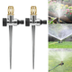 AxiaTool 360° automatic aluminum lawn sprinkler in a green yard, showcasing its rotating spray pattern and sturdy design.