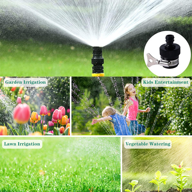 Set of 4 AxiaTool 360° automatic garden water sprinklers for efficient watering in lawns and flower beds.