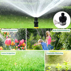 Set of 4 AxiaTool 360° automatic garden water sprinklers for efficient watering in lawns and flower beds.