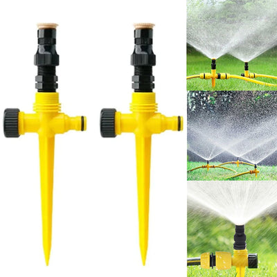 AxiaTool 4 PCS 360° automatic garden water sprinklers in yellow, designed for efficient garden watering.