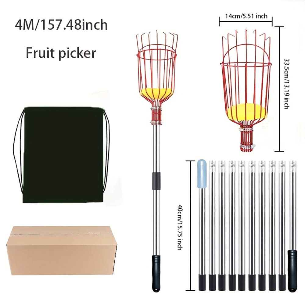 Telescopic fruit picking pole by AxiaTool with ergonomic handle and durable construction for easy cherry harvesting.
