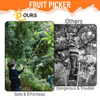 Telescopic fruit picking pole by AxiaTool, featuring a stainless steel rod for easy reach and durable fruit harvesting.