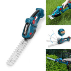 AxiaTool 2 in 1 cordless electric hedge trimmer with a sleek design and dual blade system for efficient gardening.