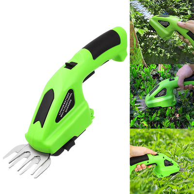 AxiaTool 2-in-1 handheld grass shear and hedge trimmer with saw, featuring ergonomic design and sharp blades for gardening tasks.