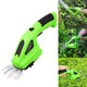 AxiaTool 2-in-1 handheld grass shear and hedge trimmer with saw, featuring ergonomic design and sharp blades for gardening tasks.