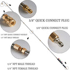 7-piece AxiaTool pressure washer set with extension wand and various nozzles for versatile cleaning tasks.