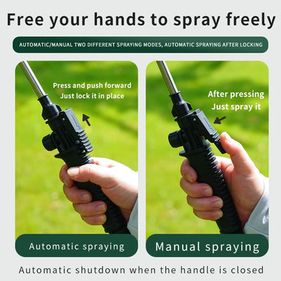 Adjustable folding electric spray backpack by AxiaTool, featuring ergonomic design and large nozzle for easy garden spraying.