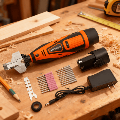 AxiaTool 12v cordless electric chainsaw sharpener kit with sharpening guide and compact design for garden tool maintenance.