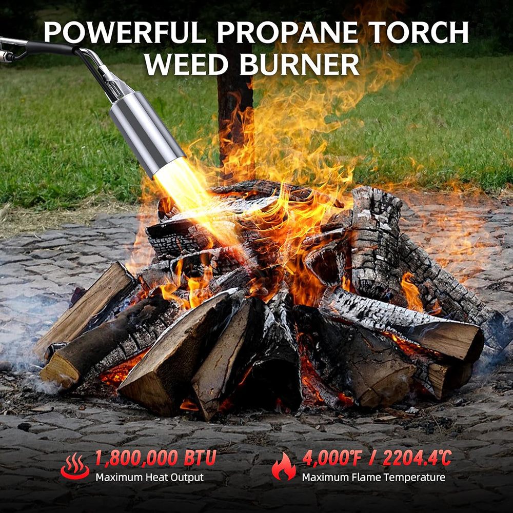 AxiaTool 2 in 1 propane torch weed burner with adjustable flame, ideal for garden maintenance and weed control.