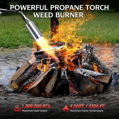 AxiaTool 2 in 1 propane torch weed burner with adjustable flame, ideal for garden maintenance and weed control.