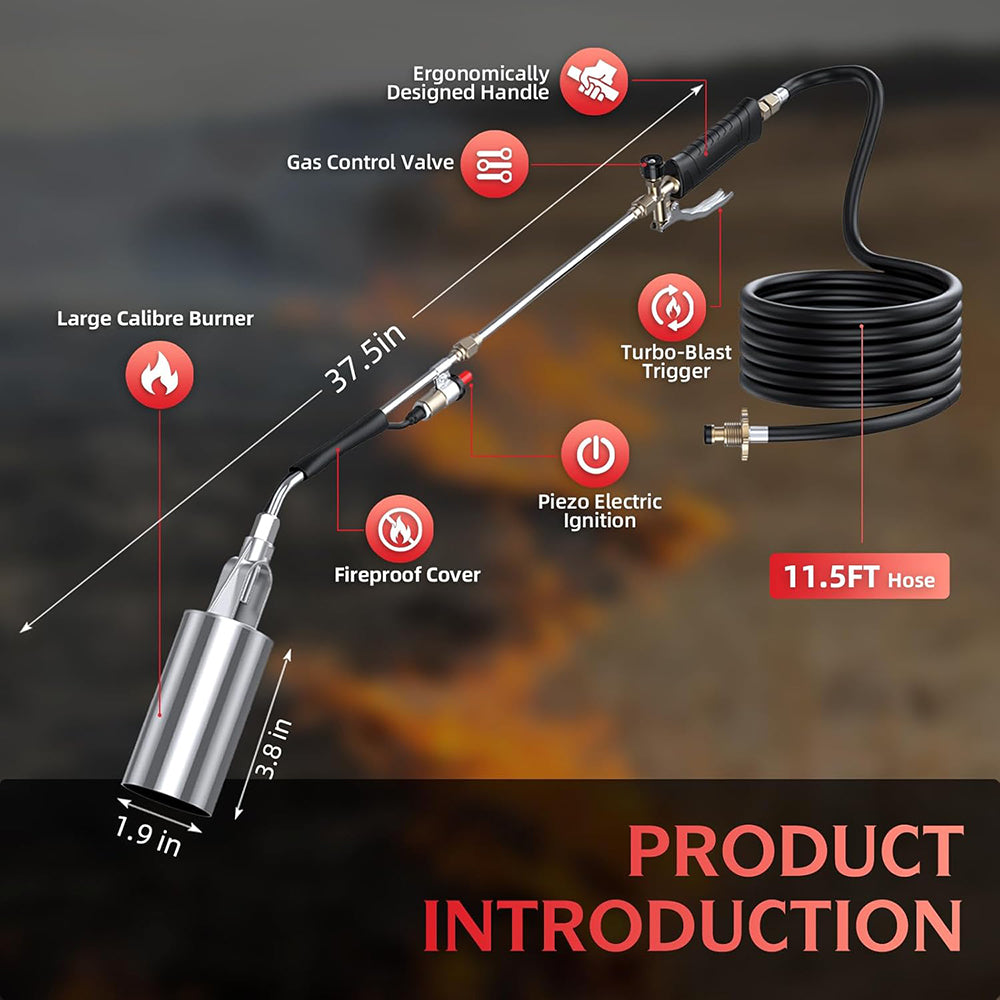 AxiaTool 2 in 1 propane torch weed burner with adjustable flame for efficient garden weed control.