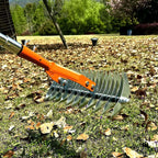 AxiaTool long reach thatch rake with sturdy handle, designed for efficient garden maintenance and lawn care.