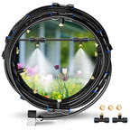 AxiaTool 26FT garden water sprinkler for misting and watering plants in a vibrant green garden setting.