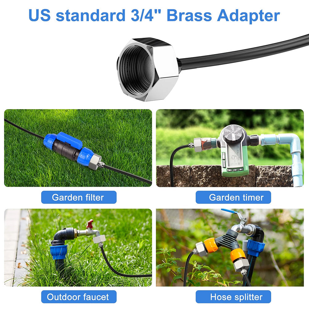 AxiaTool 26FT garden water sprinkler for misting and watering, featuring adjustable spray nozzles and sturdy hose design.